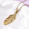 Leaf 304 Stainless Steel Pendant Necklaces NJEW-M096-17G-1