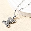 Bear Brass Micro Pave Cubic Zirconia Stud Earrings & Pendant Necklaces Sets SJEW-Z002-01P-2