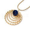 Natural Quartz Flat Round Pendant Necklace with 304 Stainless Steel Snake Chain NJEW-K244-06G-2