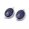 Platinum Tone Brass Lapis Lazuli Links connectors G-F339-B09-2