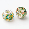 Spray Painted Glass European Beads X-GPDL-R005-M1-2