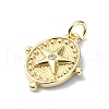 Star Theme Brass Micro Pave Clear Cubic Zirconia Pendants KK-H475-52G-01-2