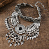 Zinc Alloy Pave Synthetic Blake Stone Triangle Trible Floral Chunky Bib Necklaces for Women FS-WG45F90-03-1