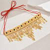 Vintage Brass Pave Red and Green Cubic Zirconia Tassel Pendant Statament Bib Necklaces for Women Wedding Party MK3837-4