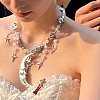 Moon Star Alloy & Silver Color Plastic Imitation Pearl Big Pendant Necklaces for Women FS-WG21961-01-2