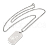 304 Stainless Steel Curb Chain Rectangle with Dragon Pendant Necklaces for Women NJEW-M008-03P-2