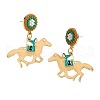 Horse Alloy Enamel Dangle Stud Earrings FS-WG96C14-01-1