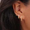 3Pcs Rhombus Brass Micro Pave Clear Cubic Zirconia Hoop Earrings FS-WGCAD1D-01-2