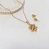 Flower & Round 304 Stainless Steel Stud Earrings & Pendant Necklaces Sets FS-WG95951-02-1