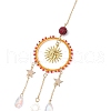 Glass Beads Wrapped Ring & Sun Pendant Decoration HJEW-MZ00081-4
