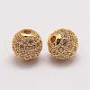 Brass Micro Pave Cubic Zirconia Beads ZIRC-E110-05G-1