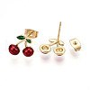 Brass Enamel Stud Earrings X-EJEW-G430-06C-G-2