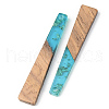 Transparent Resin & Walnut Wood Pendants RESI-S389-043A-B03-2