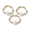 Brass Beads & Synthetic Hematite Beads Elastic Rings for Women RJEW-JR00806-2