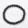 Natural Dyed & Heated Black Agate Stretch Bracelets G-N0264-02-1
