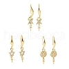 3 Pairs 3 Size Brass Micro Pave Clear Cubic Zirconia Earring Hooks KK-ZZ0001-03-1