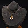 PVD Vacuum Plating 304 Stainless Steel & Plastic Pearl Paw Print Pendant Cable Chain Necklaces for Women STAS-Z114-16G-3