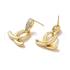 Brass Micro Pave Cubic Zirconia Earrings for Women EJEW-E301-06G-2