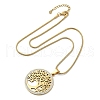 304 Stainless Steel Crystal Rhinestone Tree of Life Pendant Necklaces for Women NJEW-P327-03G-4