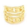 Rack Plating Brass Hollow Curb Chains Open Cuff Rings RJEW-Q784-04G-2