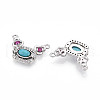 Synthetic Turquoise Rectangle with Flower Pendants KK-N258-15P-2