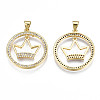 Brass Micro Pave Clear Cubic Zirconia Pendants KK-Q769-001-NF-3