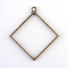 Rack Plating Alloy Rhombus Open Back Bezel Pendants X-PALLOY-S047-22F-FF-2