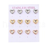 Ion Plating(IP) 304 Stainless Steel Heart Stud Earrings EJEW-C099-13M-02-1