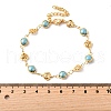 304 Stainless Steel Glass Link Bracelets for Women BJEW-V010-02G-5