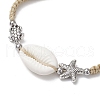 Natural Cowrie Shell Braided Bead Bracelets for Women BJEW-JB11765-05-3
