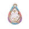 Easter Theme Glass Seed Beaded Teardrop with Rabbit Pendants PALLOY-MZ00580-02-1