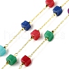 Handmade Natural Dyed White Jade Cube Beaded Chains CHC-F020-05G-1