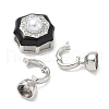 Flower Brass Micro Pave Clear Cubic Zirconia Fold Over Clasps KK-U059-43P-2