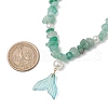 Natural Green Aventurine Chip & Imitaton Round Pearl Beaded Adjustable Necklaces NJEW-JN05227-03-3