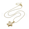 Summer Beach Brass Pave Cubic Zirconia Turtle Pendant Necklaces for Women NJEW-U039-02G-02-4