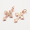 Brass Micro Pave Grade AAA Cubic Zirconia Pendants ZIRC-G090-02RG-NR-1