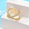 Adjustable Brass Micro Pave Clear Cubic Zirconia Cuff Rings RJEW-F101-17G-4