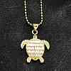 Summer Beach Brass Pave Cubic Zirconia Turtle Pendant Necklaces for Women NJEW-U039-02G-02-1