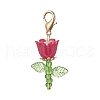 Flower Acrylic & Plastic Imitation Pearl Beads & Japanese Seed Beads Pendant Decorations HJEW-JM03232-02-4
