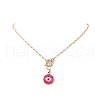 Flat Round Glass Evil Eye Pendant Necklaces NJEW-JN04193-5
