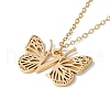 Initial Letter with Butterfly Pendant Necklace NJEW-C026-01G-N-3