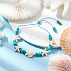 Turtle & Starfish Dyed Synthetic Turquoise Slider Bracelets BJEW-JB10279-01-4