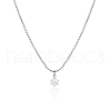 Simple Stainless Steel Pave Clear Cubic Zirconia Round Pendant Necklaces for Women's Daily Wear TJ1093-1-2