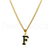 304 Stainless Steel Black Enamel Initial Pendant Twisted Chain Necklaces WG978E8-06-1