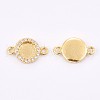 Brass Micro Pave Cubic Zirconia Cabochon Connector Settings KK-F748-16G-1