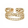 304 Stainless Steel Criss Cross Open Cuff Ring RJEW-T023-43G-1