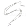 Non-Tarnish 304 Stainless Steel Cable Chain Religion Cross Pendant Necklaces for Women NJEW-K276-05B-P-2