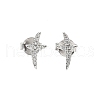 925 Sterling Silver Clear Cubic Zirconia Stud Earrings EJEW-Q032-01D-P-4