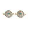 Brass Pave Clear & Deep Sky Blue Cubic Zirconia Connector Charms KK-E068-VC076-2