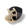 Real 18K Gold Plated Rack Plating Brass Micro Pave Clear Cubic Zirconia Pendants KK-C015-09G-17-2